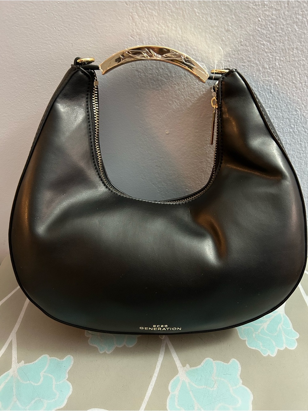 BCBG Generation Gold handle bag with black crossbody strap included in BLACK NWT